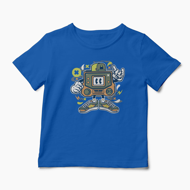 Tricou Retro Gamer - Copii-Albastru Regal
